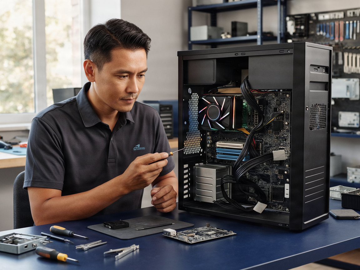 Spokane Technologies computer repair technician diagnosing open PC hardware component details